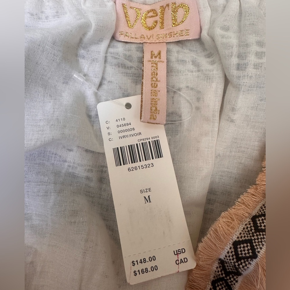 Anthropologie Vero Pallashee Strapless Lace Peplum Top Ivory Size M NWT - Picture 2 of 6